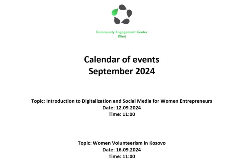 Calendar of events for Community Engagement Centers – September 2024