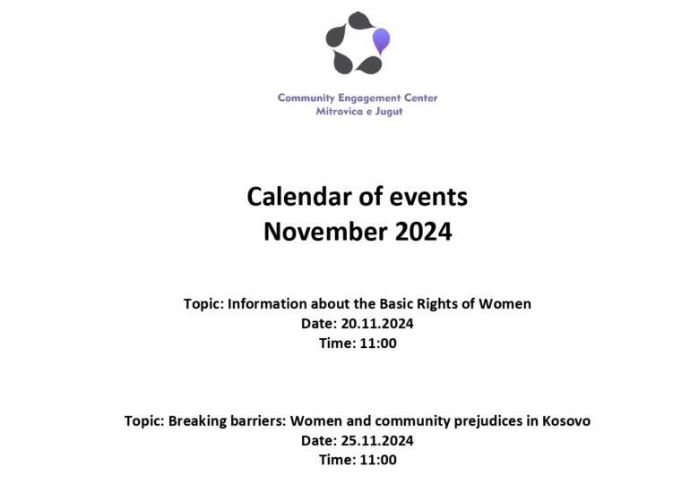 Calendar of events for Community Engagement Centers – November 2024