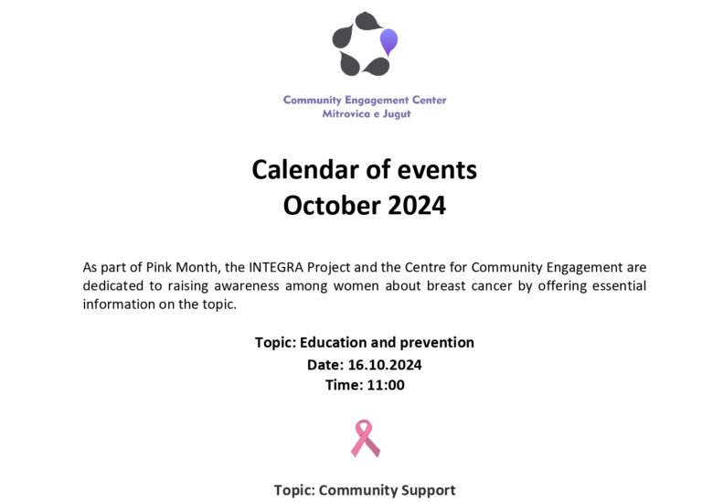 Calendar of events for Community Engagement Centers – October 2024